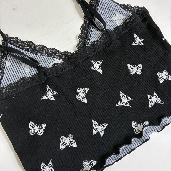 Divided Y2K Style Babydoll Butterfly Print Crop Size Small - Picture 6 of 8
